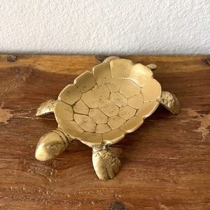 Vintage Solid Brass Turtle Trinket Dish Made in Taiwan